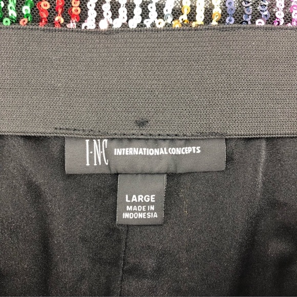 INC Black Multi Color Stripe Mid Length Skirt - Picture 3 of 4